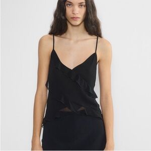 NWT Wilfred Eminence Black Top Tank Small Ruffle Tank Shirt